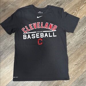 Nike Black Cleveland Baseball Tee with Red & White Logo